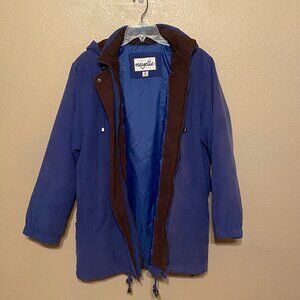 NEYELLE Women's heavy Blue Zip Up Jacket with Hood Size (M) Vintage